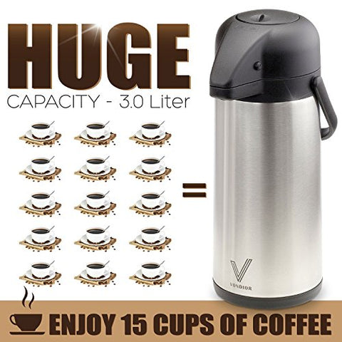 102oz Airpot Coffee Dispenser - Thermal Insulated Carafe For Hot & Cold Beverages
