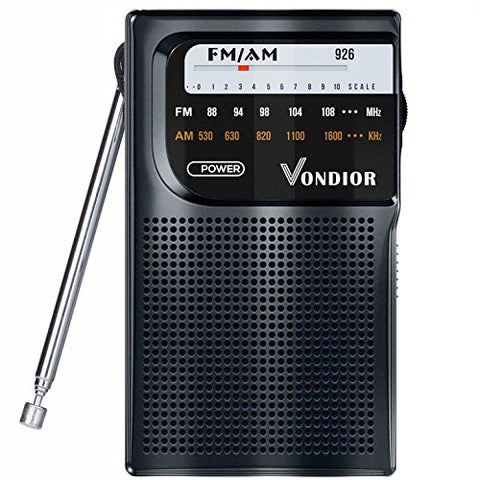 AM / FM Portable Pocket Radio - Best reception and Longest Lasting (Black)