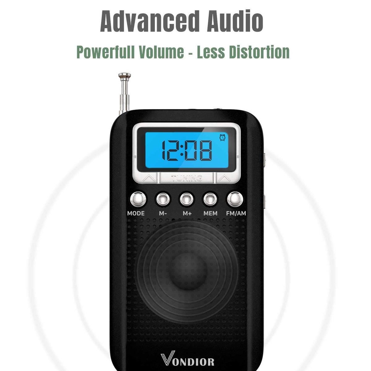 AM FM Digital Portable Pocket Radio With Alarm Clock (Black) – Vondior