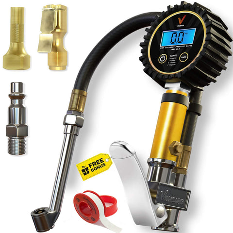 Digital Tire Inflator / Pressure Gauge (200 PSI) - Car Tire Inflator & Deflator Gun