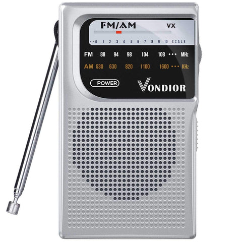 AM / FM Battery Operated Portable Pocket Radio (Silver)