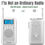 Digital AM / FM Portable Pocket Radio With Alarm Clock (Silver)